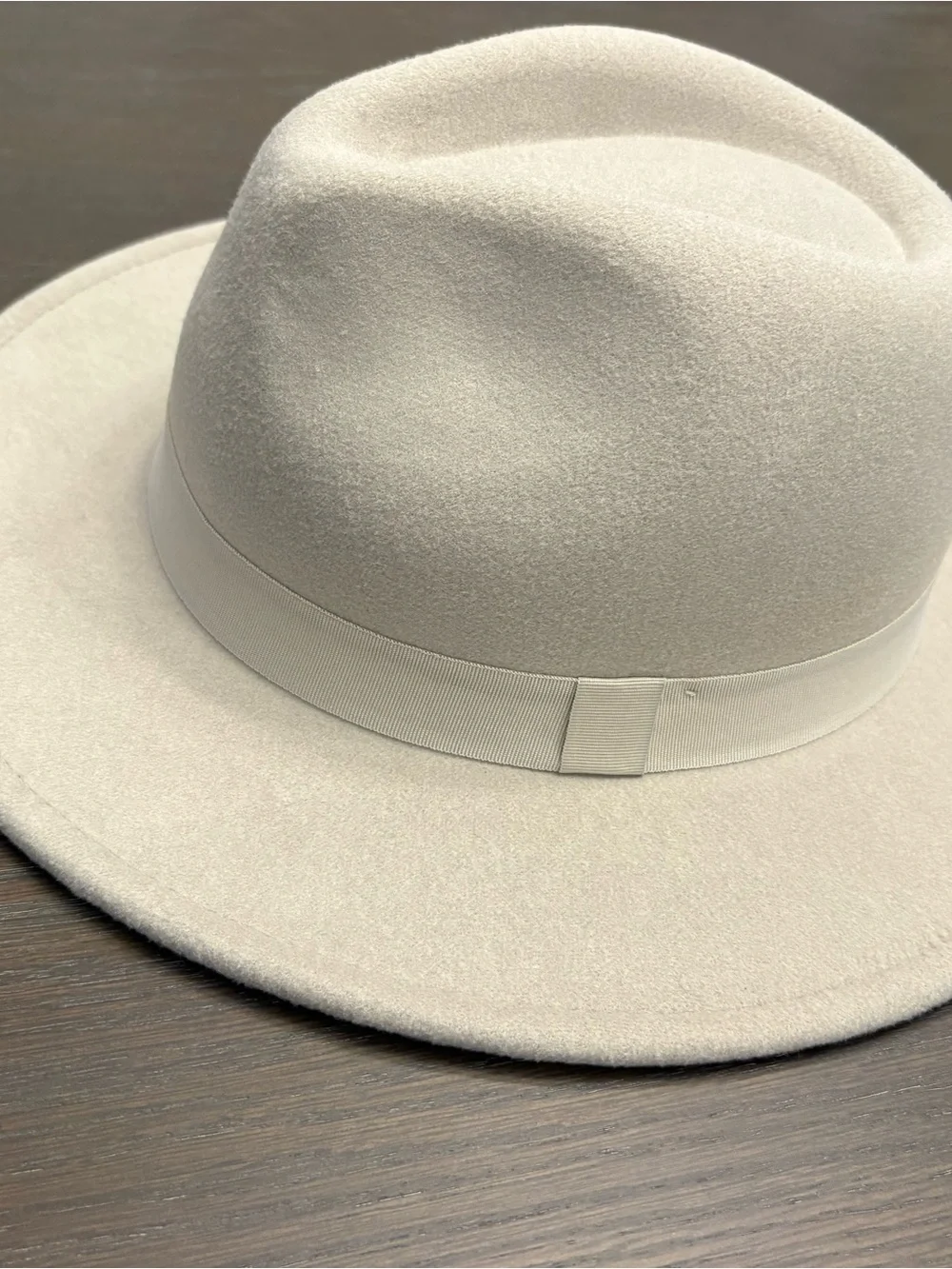 H&M Women’s Light Cream Felt Fedora with Ribbon Band